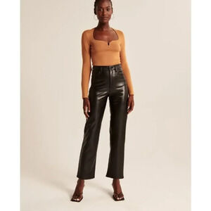 Abercrombie Vegan Leather Ankle‎ Straight Pant Curve Love | Black | SZ 27L
